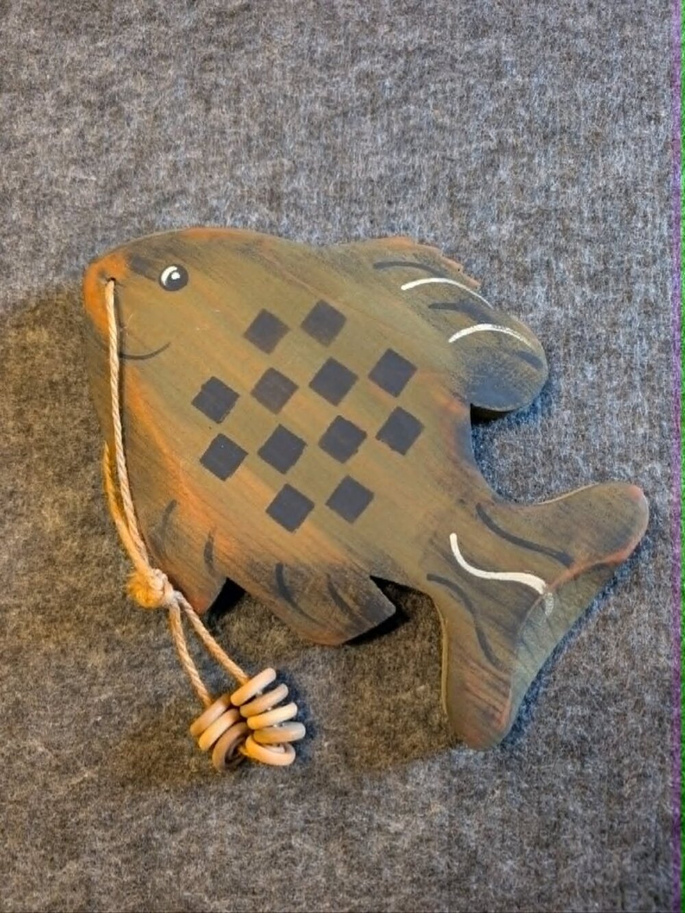 Rustic Wooden Fish Wall Hanging Coastal Lake Cabin Nautical Decor Hand Painted